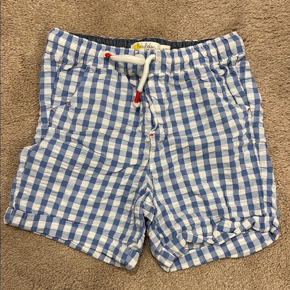 Baby Boden Blue and White Checkered Shorts